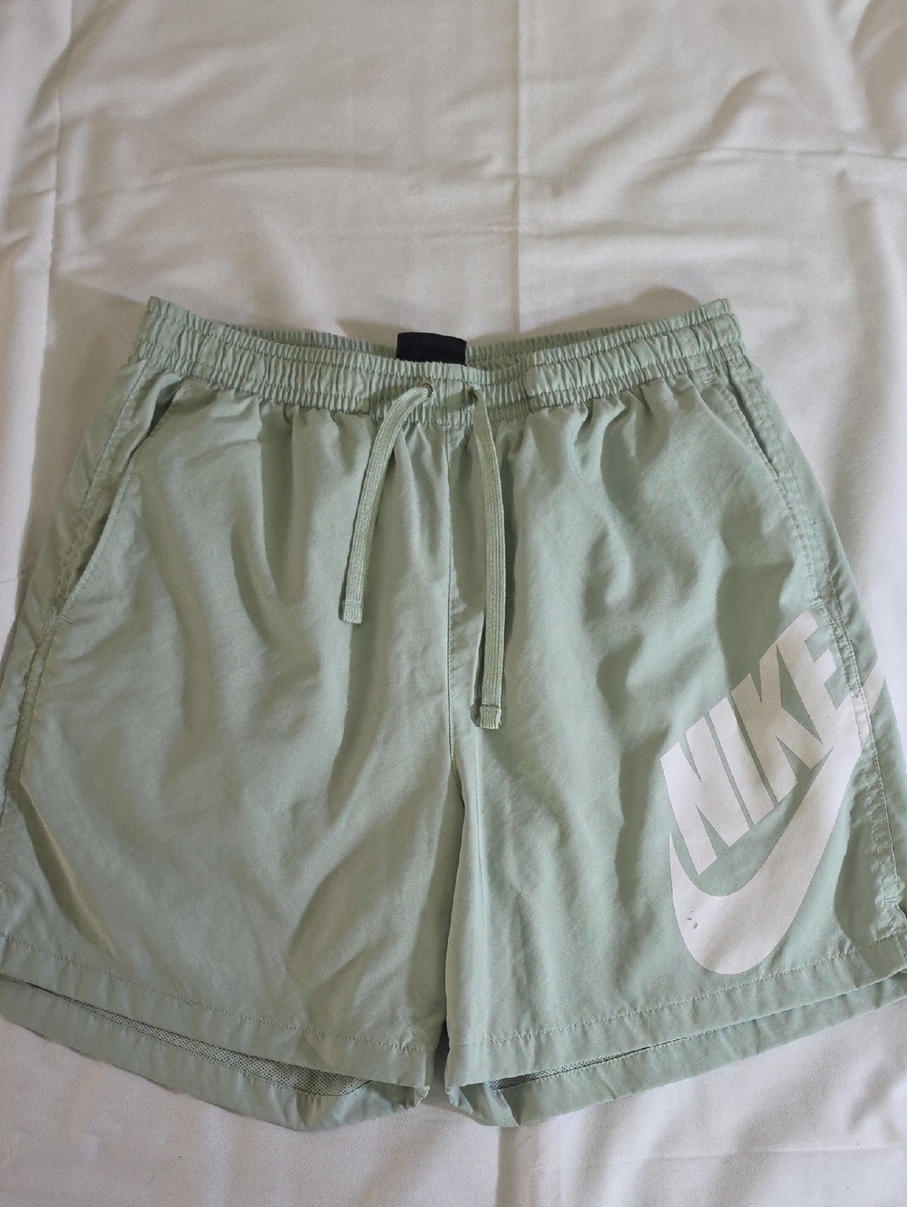 Nike Men's Mint Green Athletic Shorts with White Logo